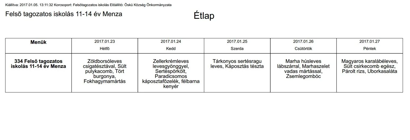 Iskola menza felsős