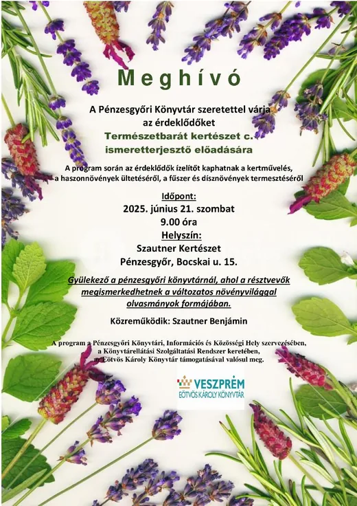 'Természetbarát kertészet c. ismeretterjesztő előadás' cikk borítóképe