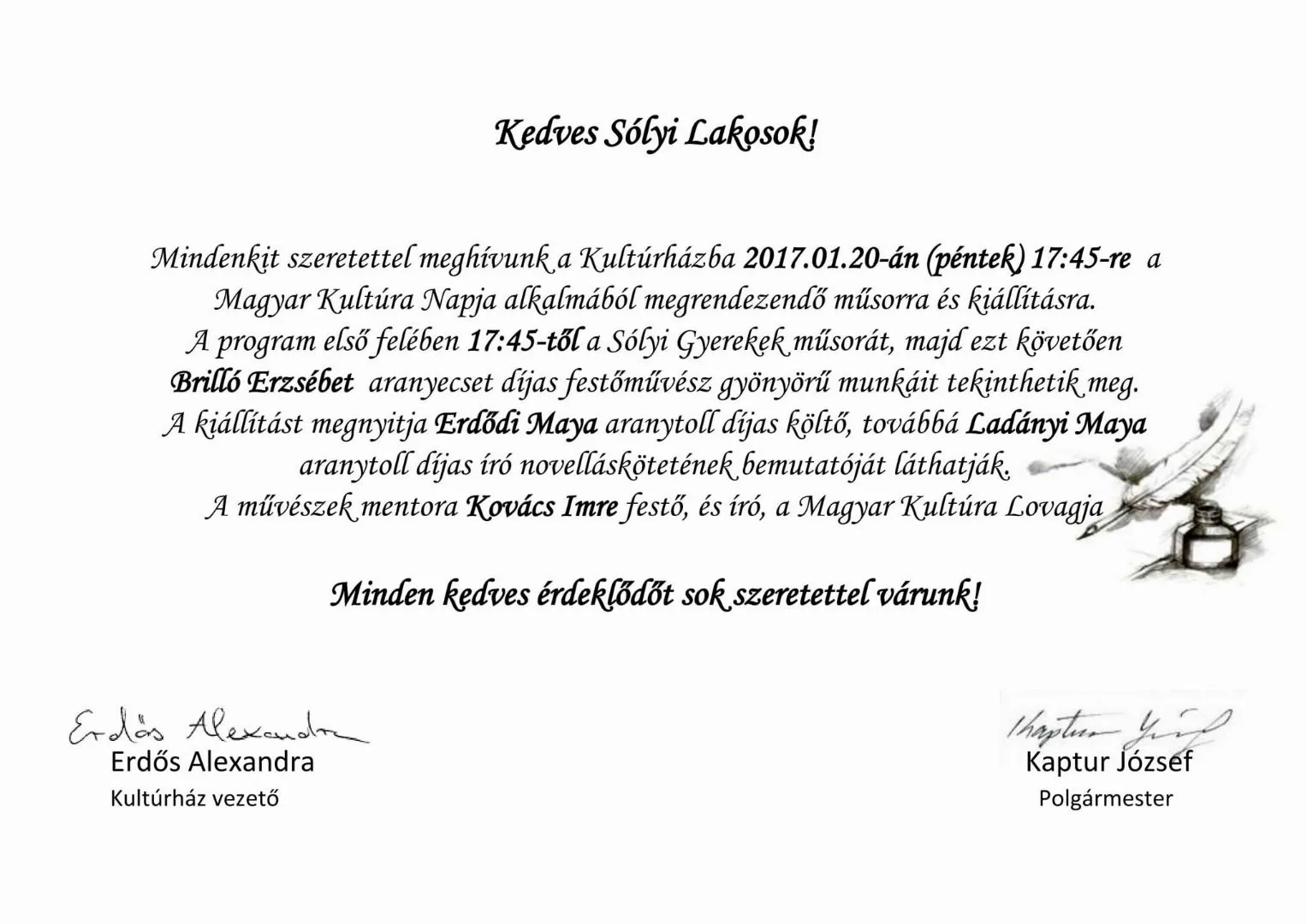 A meghívó plakátja