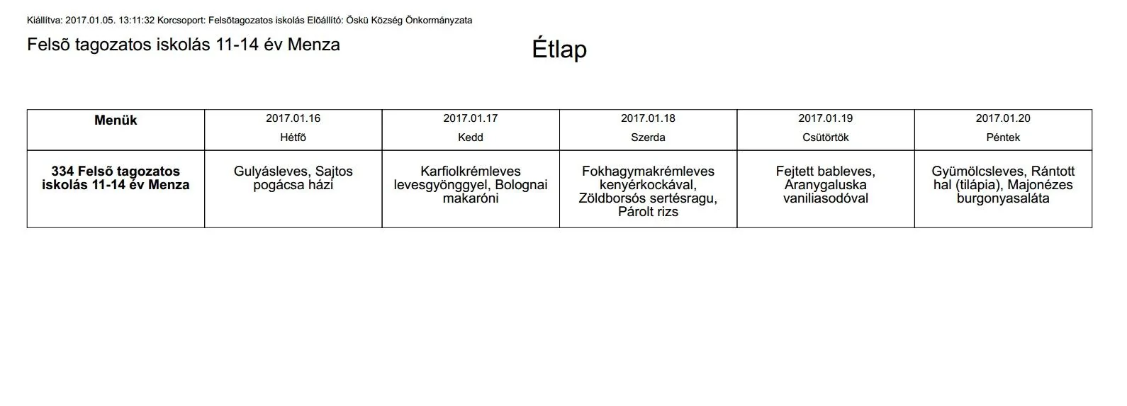 Iskola menza felsős