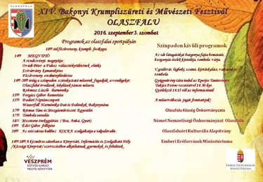 XIV. Bakonyi Krumpliszüreti és Művészeti Fesztivál 2016