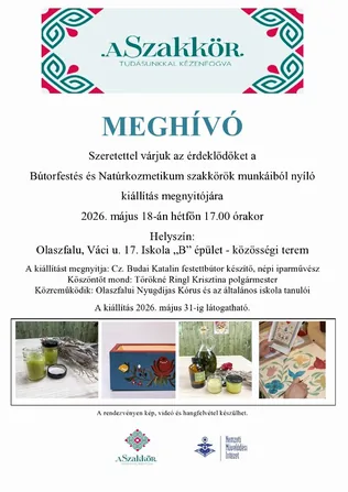 Bútorfestés és Natúrkozmetikum szakkörök munkáiból nyíló kiállítás megnyitó borítóképe