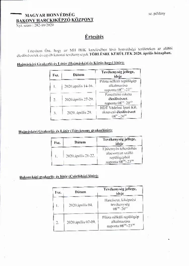  2020. április hónapban törlésre kerülő gyakorlatokat