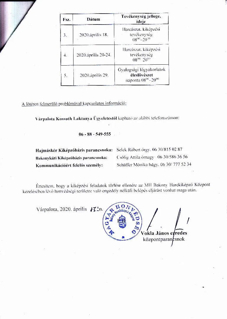  2020. április hónapban törlésre kerülő gyakorlatokat